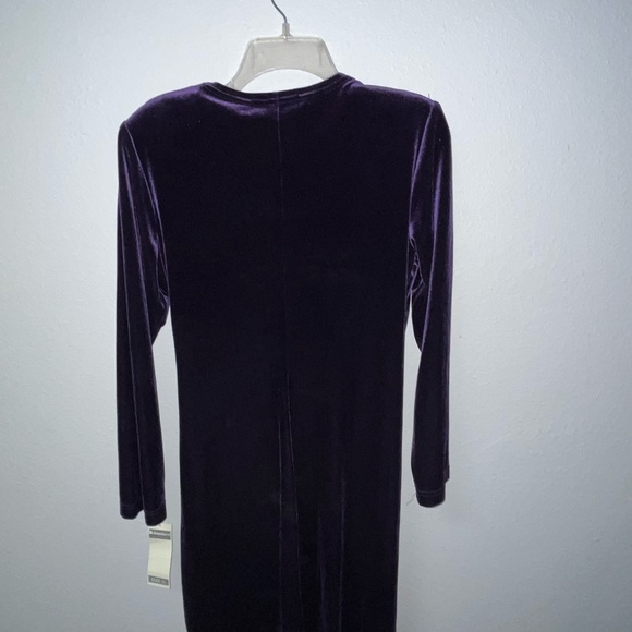 Dressbarn Deep Purple Velvet Long Sleeve Dress - Picture 3 of 3